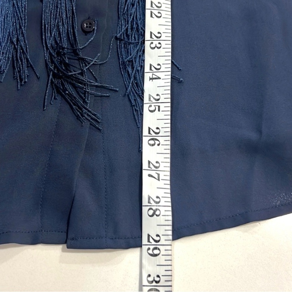 Verdusa,Coastal Cowgirl,Navy Fringe Weatern Wear Button-Up Blouse, EUC, Size Med - Picture 11 of 12